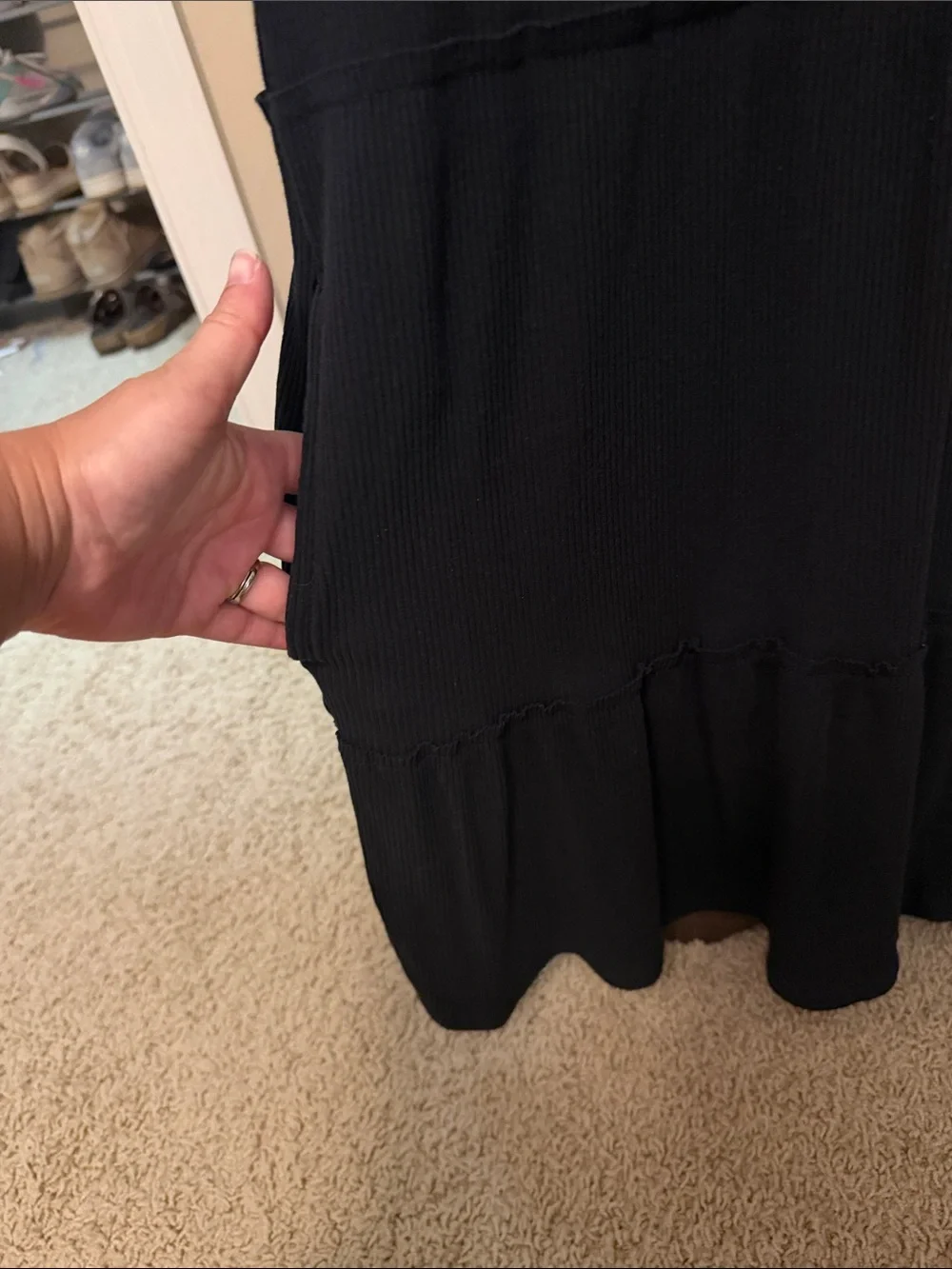 Black Short Sleeve Tiered Knit dress  - old navy girls size XL